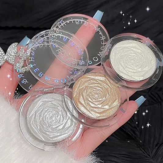 3 Colors Rose Diamond Highlighter Powder Palette Glitter Brighten Highgloss Makeup Ultra-concentrated Glow Face Contour Cosmetic