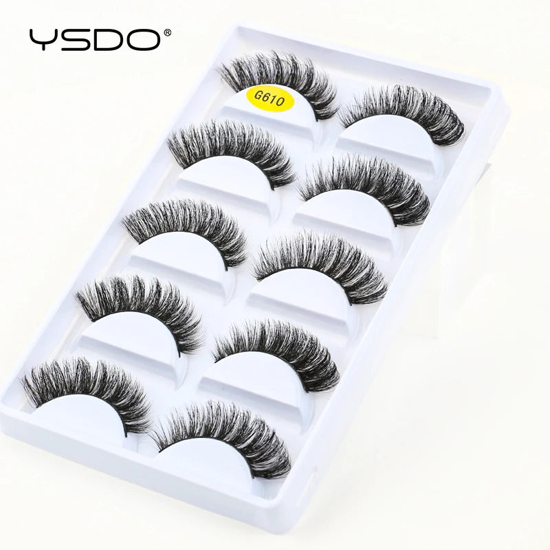 YSDO Eyelashes 3/5 Pairs Natural Long 3D Mink Lashes Fluffy Volume Mink False Eyelashes Cruelty Free Wispy Lashes Makeup Cilios