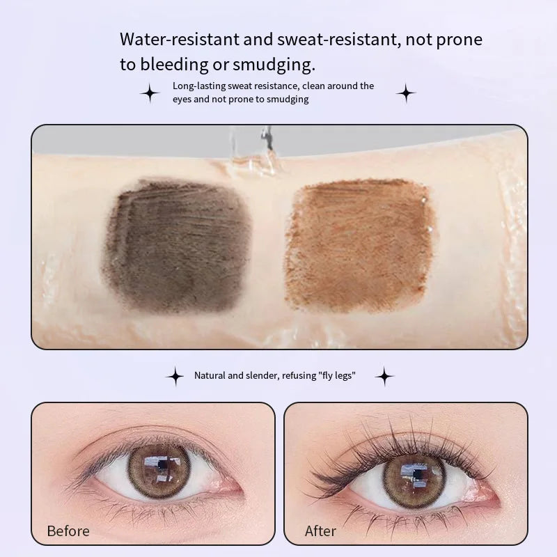 Waterproof Metallic Tube Mascara Black/Brown Silk Fiber Long Curling Non-Clumping Eyelash Extensions Spiral Makeup for Eyes