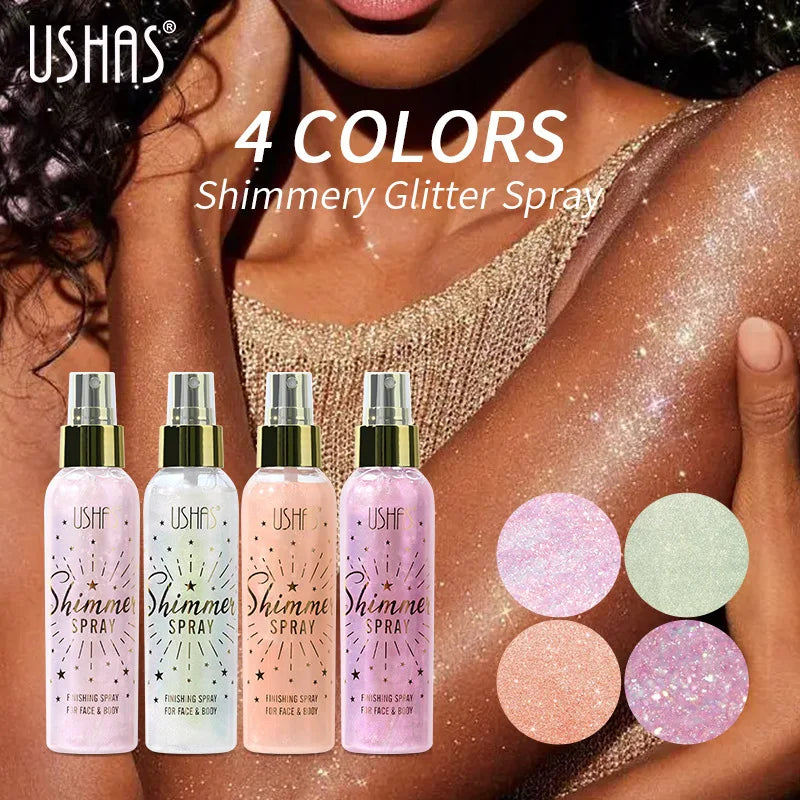 Liquid Highlight Spray Body Face Waterproof Shimmer High Gloss Illuminator Glitter Bronzer Longlasting Brightens Makeup