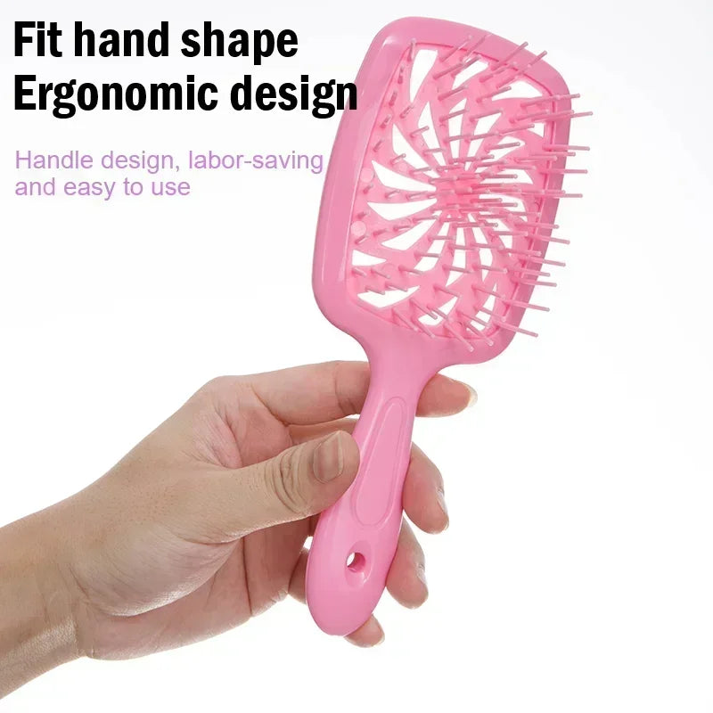 1pcs Air Cushion Hair Brush Wheat Straw Tangled Scalp Massage Comb Hollow Out Winmill Anti-static Hairbrush Salon Styling Tool