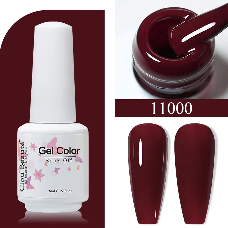 Clou Beaute 8ml Gel Polish Colorful Glitter UV Nail Gel Vernis Semi Permanent Glass Bottle Blue Green White Soak Off Gel Nail