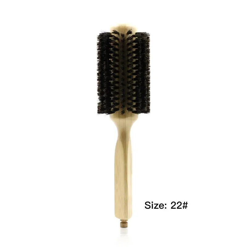 Professional 6 Sizes Barber Salon Wood Handle Boar Bristles Round Brush Removable Tail Hairdresser Hair Brush Hair Round Combs