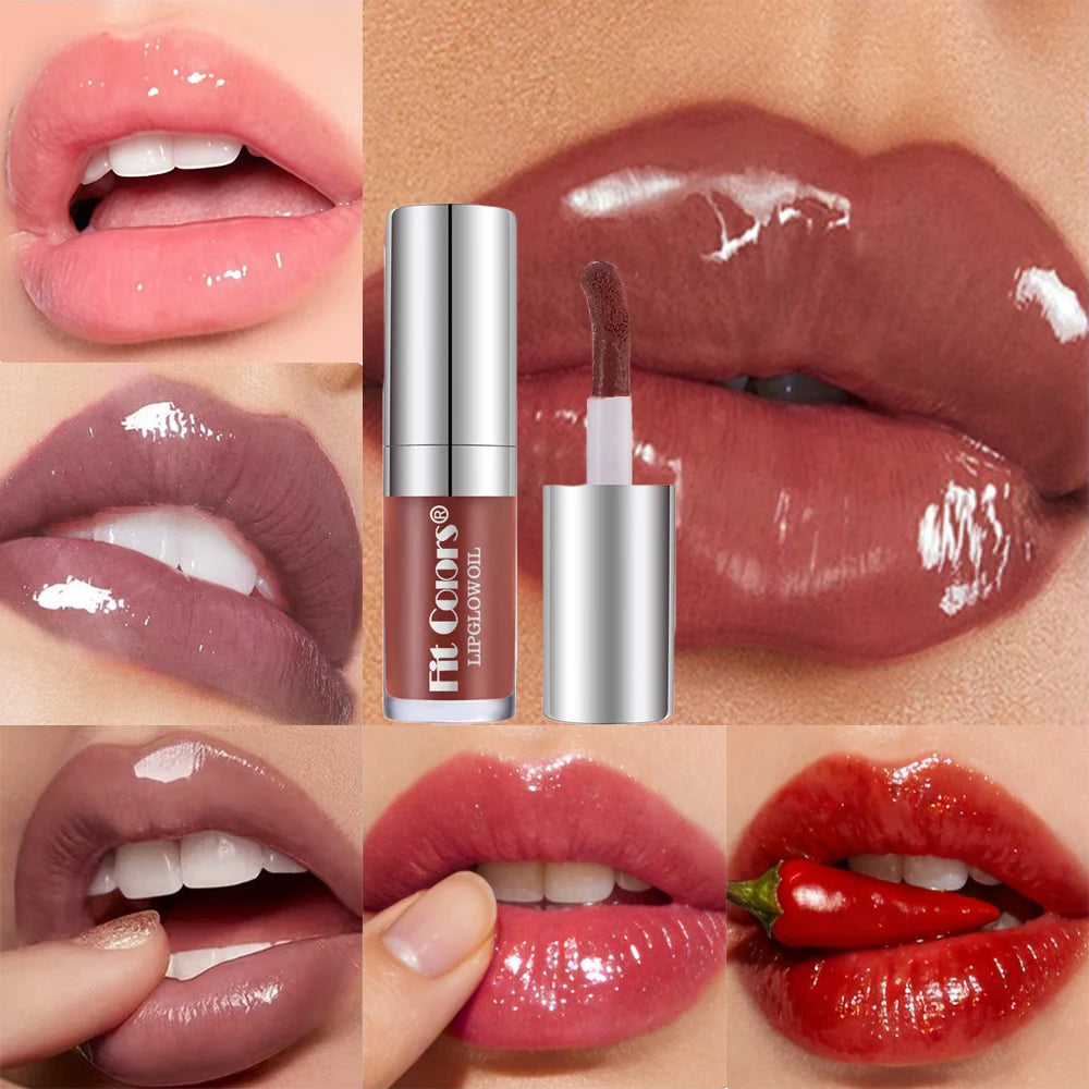 Crystal Jelly Lip Gloss Moisturizing Oil Shiny Red Brown Lip Oil Shimmer Moisturizing Women's Lip Gloss Makeup Gloss Cosmetics