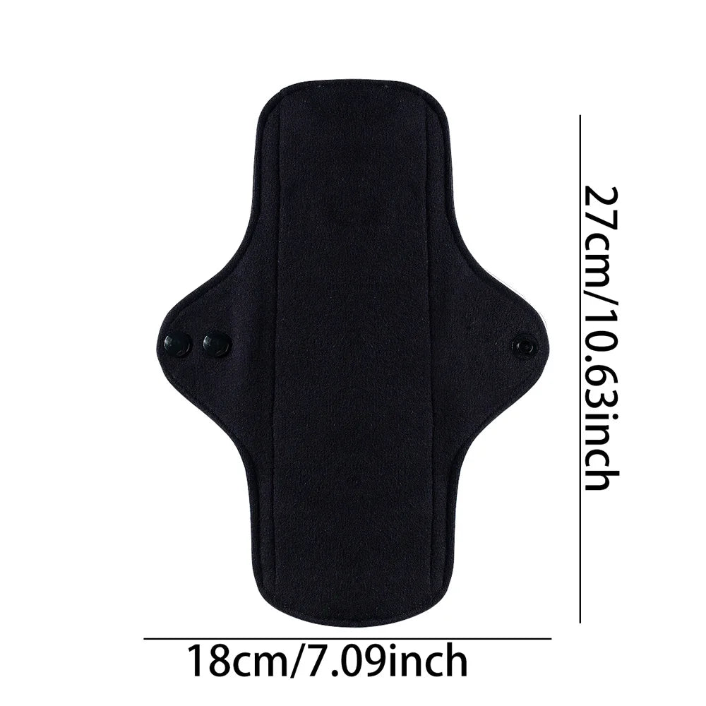 1pc Balck Pure Cotton Sanitary Pad Ladies Reusable Cloth Menstruation Washable Menstrual Pads with Button Breathable Care Pads