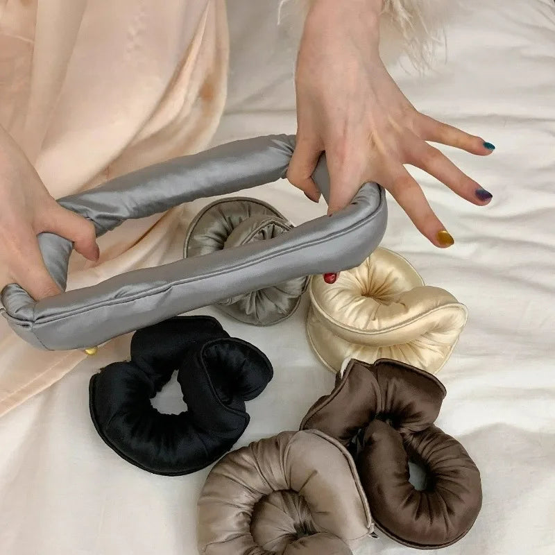 Sleep Scrunchies for Women Silk Satin Large Sponge Hair Band Elastic Ponytail Holder No Crease Soft Hair Accessories Hair Ties