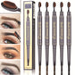 CmaaDu 2 in 1 Small Thin Long Tip Double Head Ultra-fine Eyebrow Pencil Waterproof Lasting Eyebrow Enhancers with Eye Brow Brush
