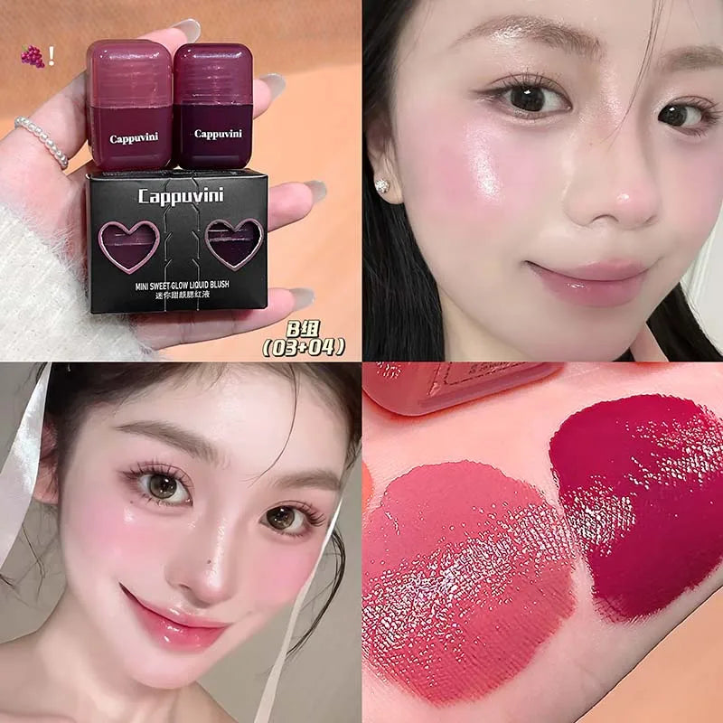 1/2Pcs Mini Sweet Monochrome Liquid Blusher Moisturizing Mirror Blush Liquid Brightening Natural Rouge Korean Cosmetic Makeup