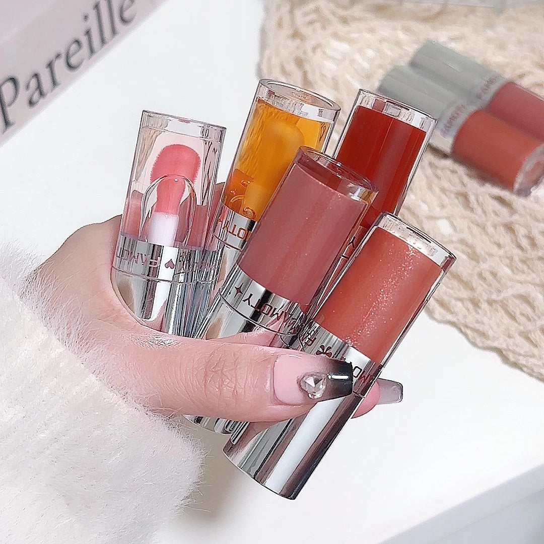 Shiny Lip Moisturizing Serum Crystal Lip Gloss Jelly Lip Oil Long Lasting Liquid Lipstick Hydrating Plumping Tinted Lips Makeup