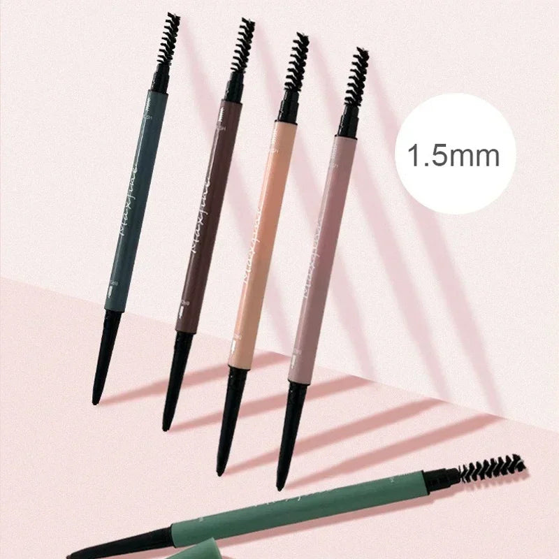 Double Headed Rotable Eyebrow Pen Black Brown Extremely Fine Eyebrow Pencil Lasting Natural Waterproof Matte Eye Brow Pencil