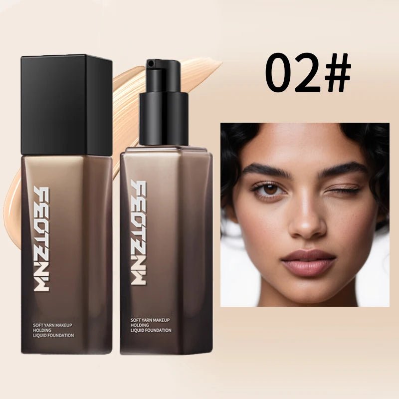 Feotznw foundation concealer, non-sticky powder, makeup primer, transparent foundation, conceals blemishes, women's cosmetics
