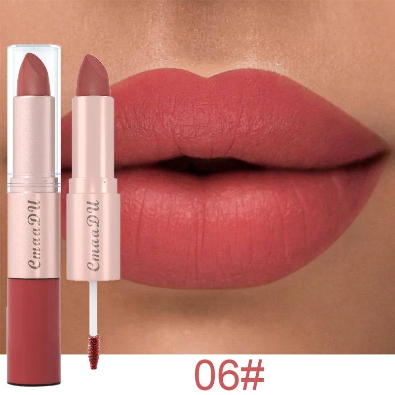1/3pcs 2 in 1 Velvet Matte Lipstick Set Double Head Lip Gloss Kit Non-stick Cup Lip Tint Long Lasting Waterproof Lipstick Makeup