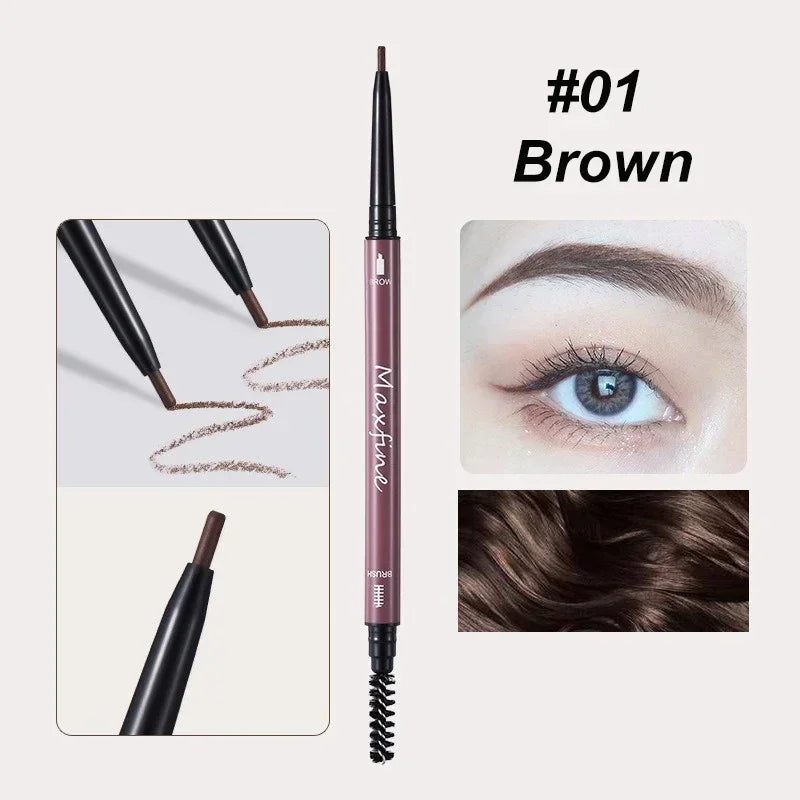 Double Headed Rotable Eyebrow Pen Black Brown Extremely Fine Eyebrow Pencil Lasting Natural Waterproof Matte Eye Brow Pencil
