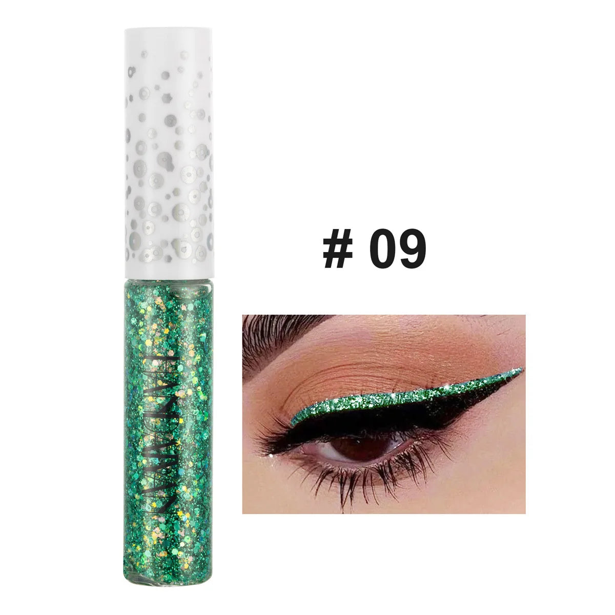 HANDAIYAN 12 Colors Shiny Eye Liners Pigment Silver Rose Gold Color Glitter Liquid Eyeliner Metallic Colorful Makeup For Women