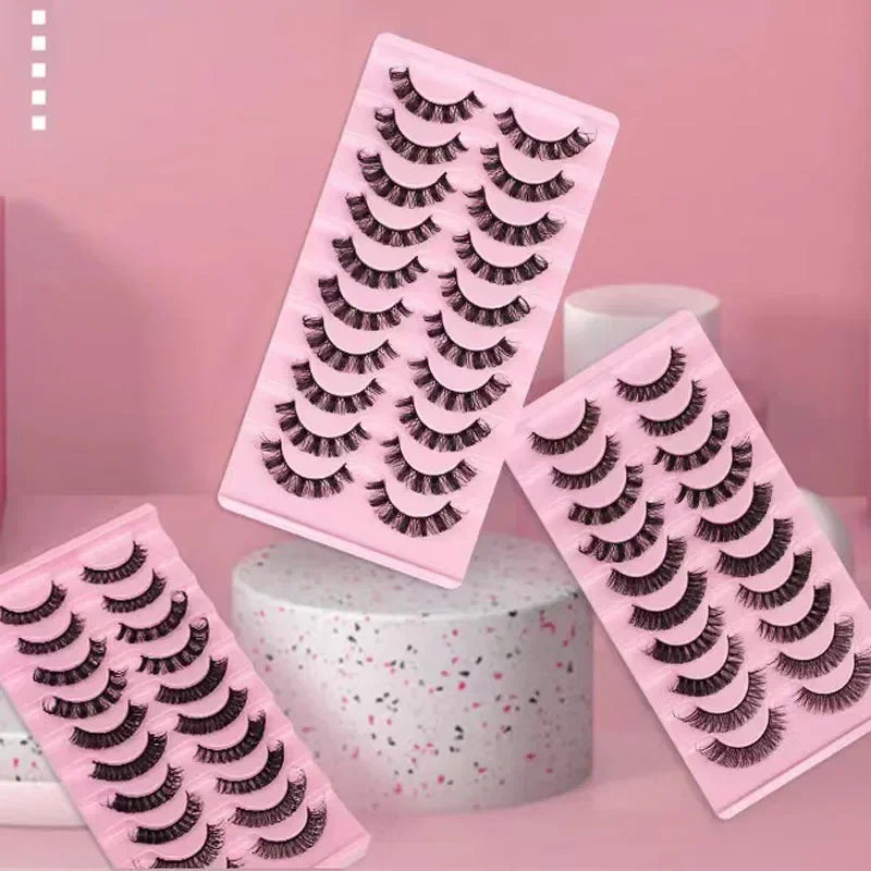 10Pairs 3D Mink Lashes Russian Strip Lash Dramatic False Eyelashes Faux Cils Makeup Wholesale Fake Eyelash Extension