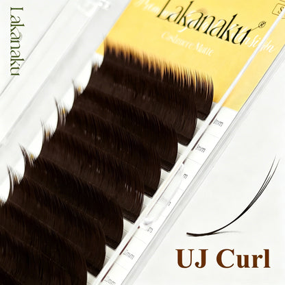 LAKANAKU UB UC UJ Curl Camellia Lashes with Adhesive Eyelash Extensions Russian Volume Fans Fluffy Lashes Premade Fan Lashes