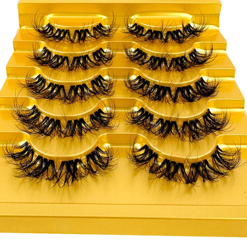 5pairs Mink Eyelashes Invisible Band Lash Extension Natural False Eyelashes Cross Cluster Fairy 3D Faux Big Eye Long Fake Lashes