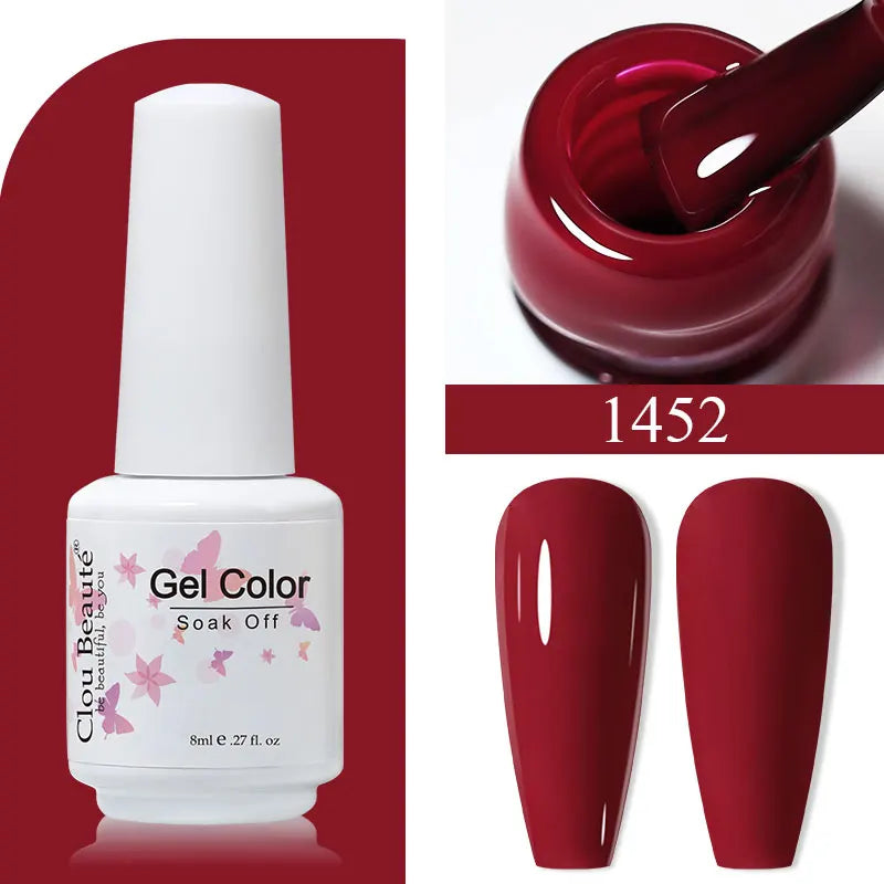 Clou Beaute 8ml Gel Polish Colorful Glitter UV Nail Gel Vernis Semi Permanent Glass Bottle Blue Green White Soak Off Gel Nail