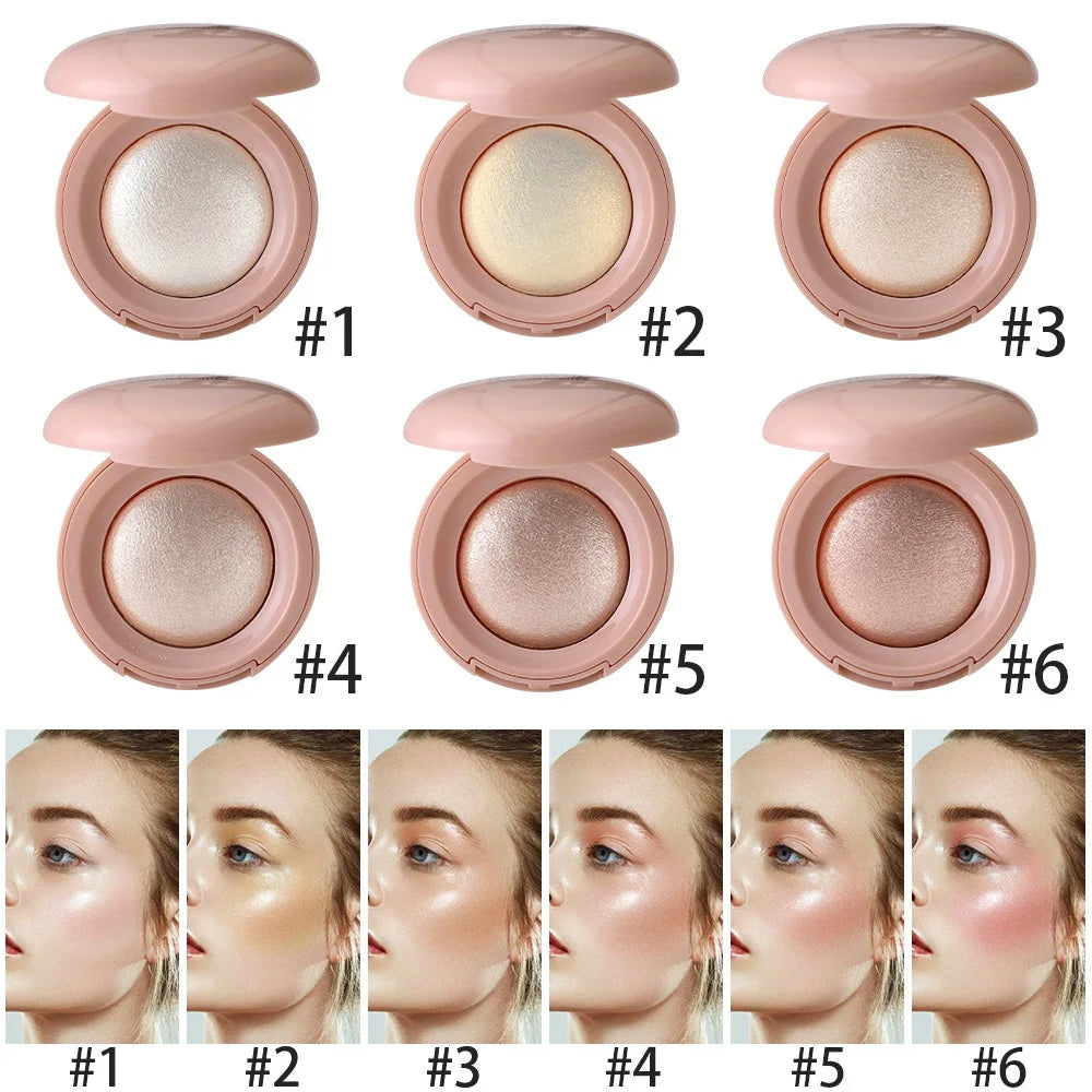 Monochrome Face Brightening Highlighter, Lightweight Non-Greasy Glitter Powder with Subtle Shimmer,Light Beige Brightening