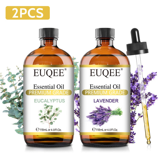 EUQEE 118ML Lavender Jasmine Eucalyptus Vanilla Peppermint Essential Oils with Glass Dropper For Humidifier Candle Making