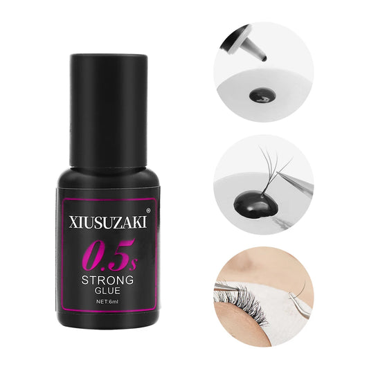 XIUSUZAKI 6ml False Eyelash Extensions Glue 0.5s 1s Fast Drying Black Transparent Lash Adhesive Glue Low Irritation Eyelash Glue