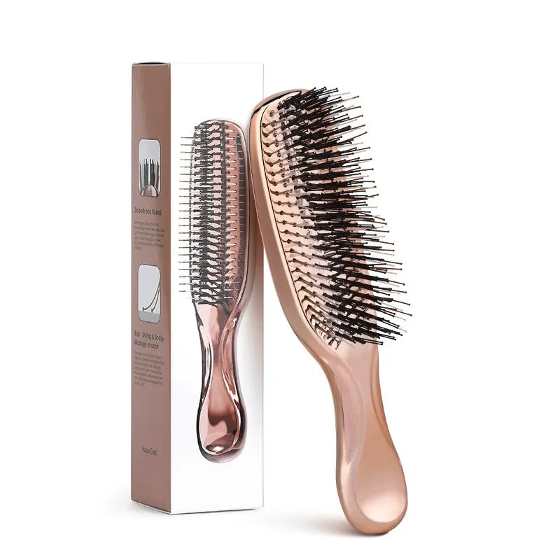 Electroplating Scalp Massage Comb Hair Detangling Brush Dry Wet Dual Use Wide Tooth Hairdressing Comb for Salon Home Travel