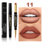 2 In 1 Matte Lipstick Pencil Double Head Lip Liner Pen Red Nude Long Lasting Waterproof Lady Charming Lip Pencil Makeup Tools
