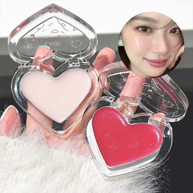 Love Heart Highlighter Blusher Palette Brightening Face Highlighter Cream Waterproof High Gloss Blush Illuminator Korean Makeup