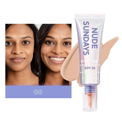 PAGE VINE Peptide Foundation Tint SPF50 Flawless Foundation Oil Control Concealer Non-Flaking Full Coverage Hydrating Makeup Hot