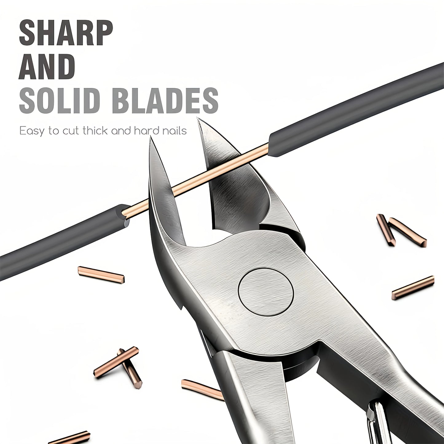 Professional Stainless Steel Toenail Clippers for Thick & Hard Nails Ergonomic Curved Blade Pedicure Scissors with Non-Slip Grip