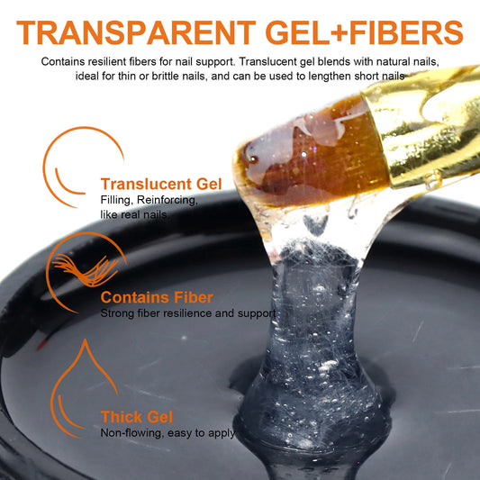 TWOING 15g Fiber Rubber Base Gel For Broken Nail Repaired Fiberglass Clear Quick Building Soak Off UV Construction Gel