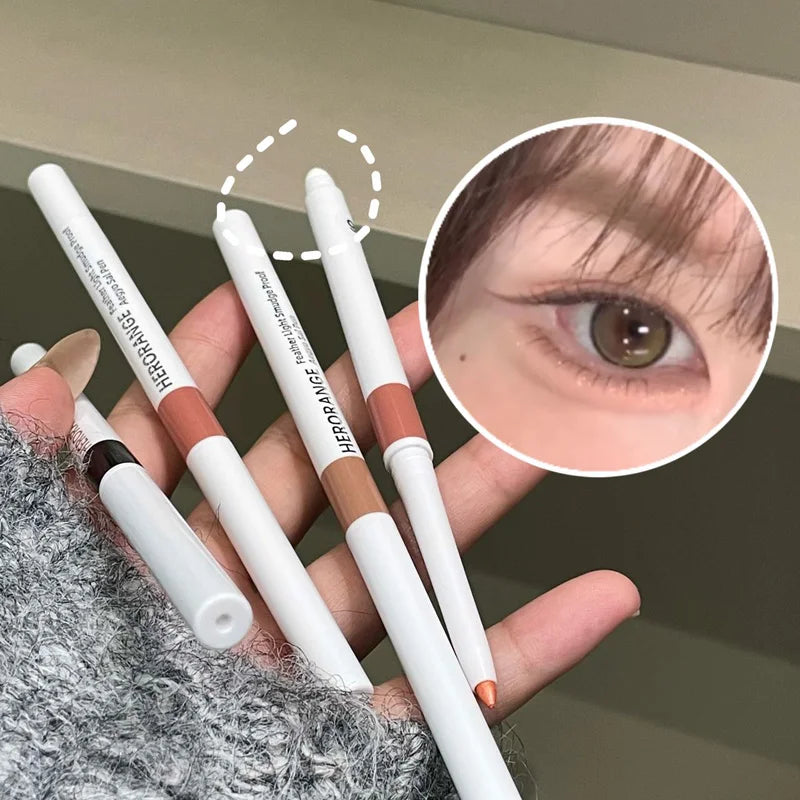 Double-ended Waterproof Eyeliner Gel Pencil Matte Shimmer Aegyo-sal Pen Black Lasting Not Blooming Quick Drying Eye Liner Makeup