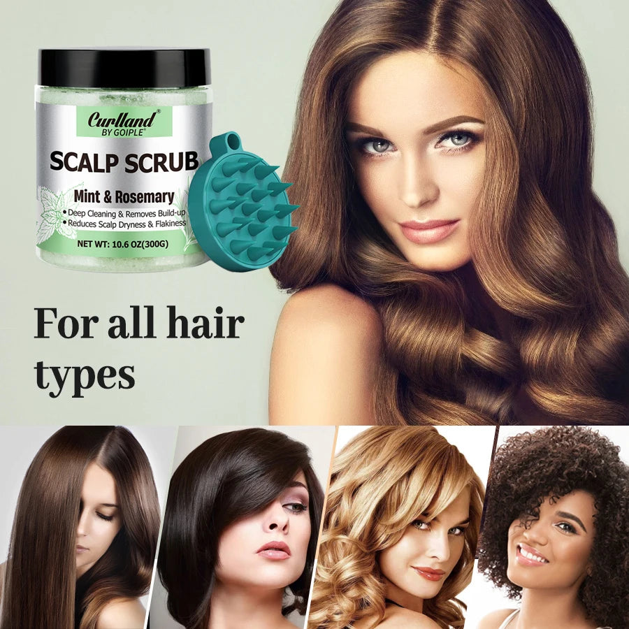 300g Rosemary Mint Scalp Scrub Deep Cleansing Refreshing Shampoo Oil Control or Hair Scalp Massager Care Products for Itchy Scal