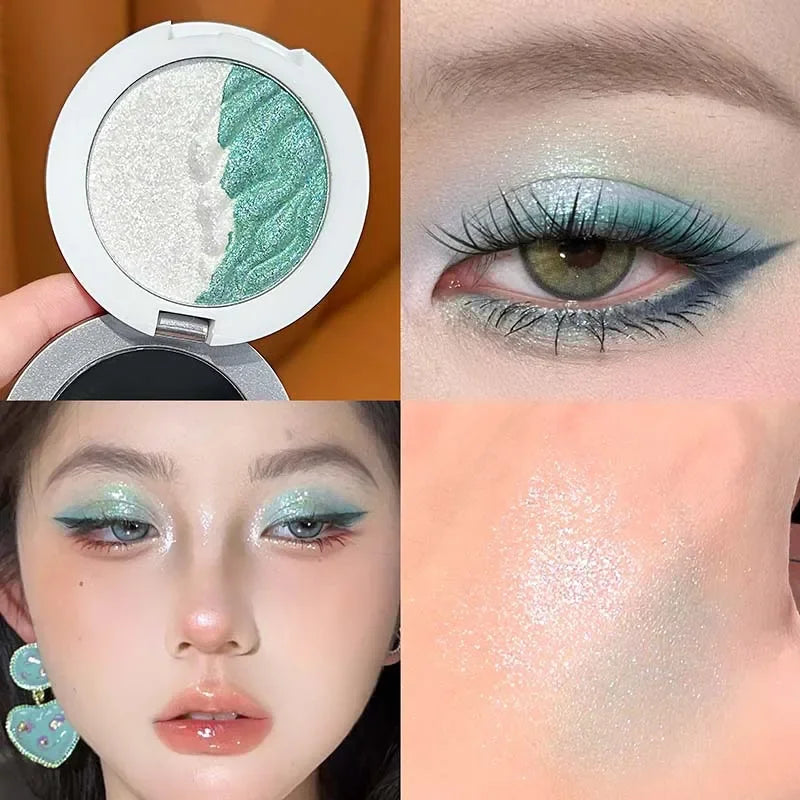 Dual Color Liquid Sand Highlighter Sparkle Mashed Potatoes Texture High Shine Face & Eye Glow Long Lasting Gloss Makeup Cosmetic