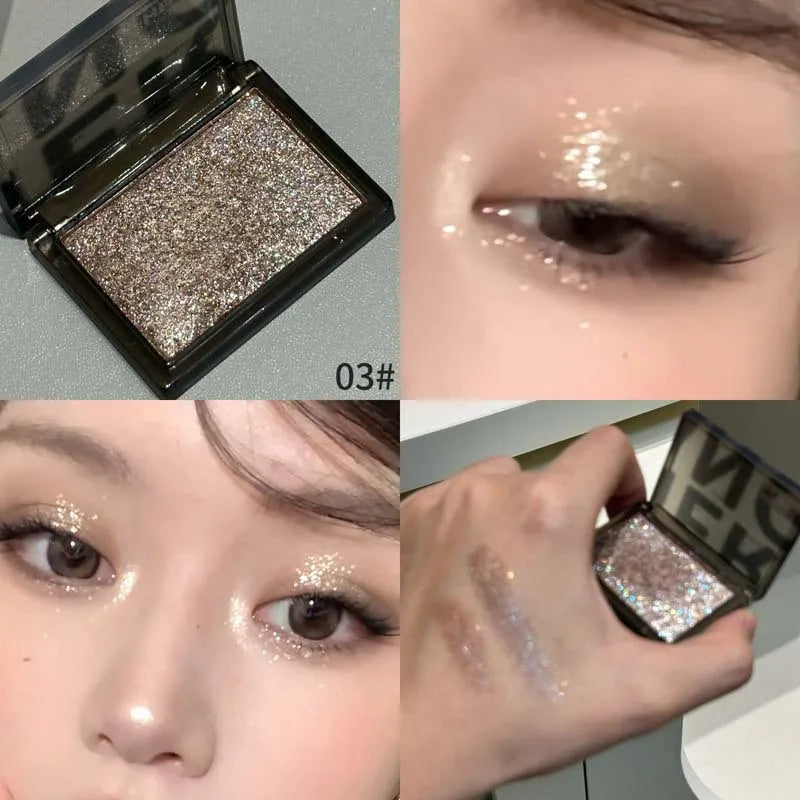 Punk Metallic Glitter Eyeshadow Mousse Matte Shimmer Highlight Pressed Pigments Dark Smoky Purple Pearlescent Eyeshadow Palette