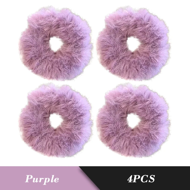 1PC Fluffy Warm Autumn Winter Elastic Hair Band Scrunchies Large Intestine Hair Ring For Women Girls Plush Hair Rope Hairwear