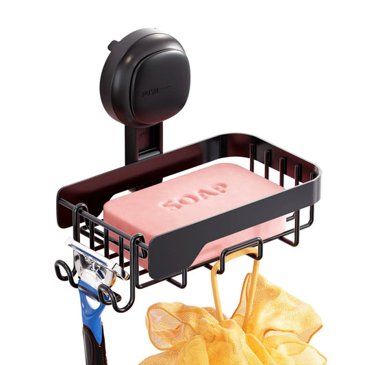 TAILI Soap Holder Soap Dish for Shower Wall, Bathroom Accessories, Removable and No Drill, with Visible Red Line Seal Indicator