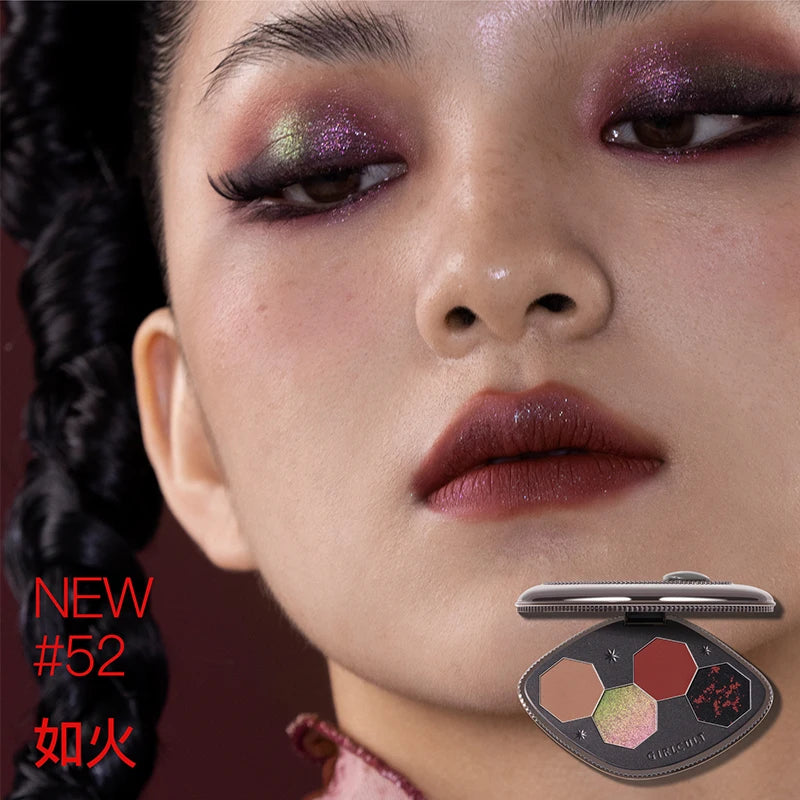 Girlcults Makeup Pressed Glitter Eyeshadow Palette Shimmer Matte Chameleon 4 Color Long Lasting Eye Shadow Cosmetics Full Set