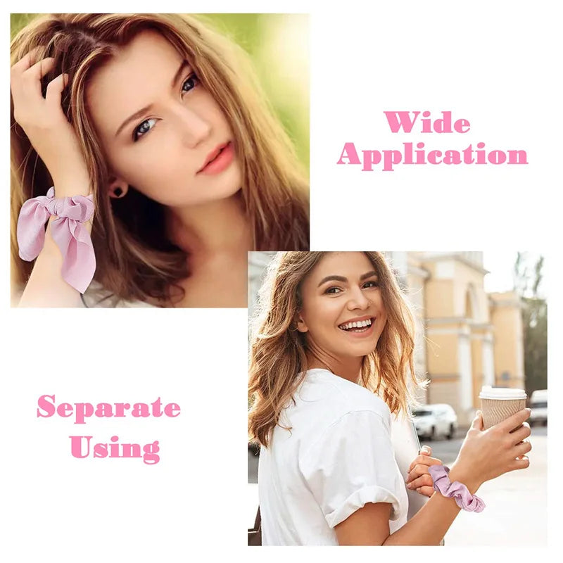 Fashion Floral Leopard Print Scrunchie Bowknot Hair Rope Women Girls Ponytail Holder Hair Ties Elastic Bands Hair Accessories