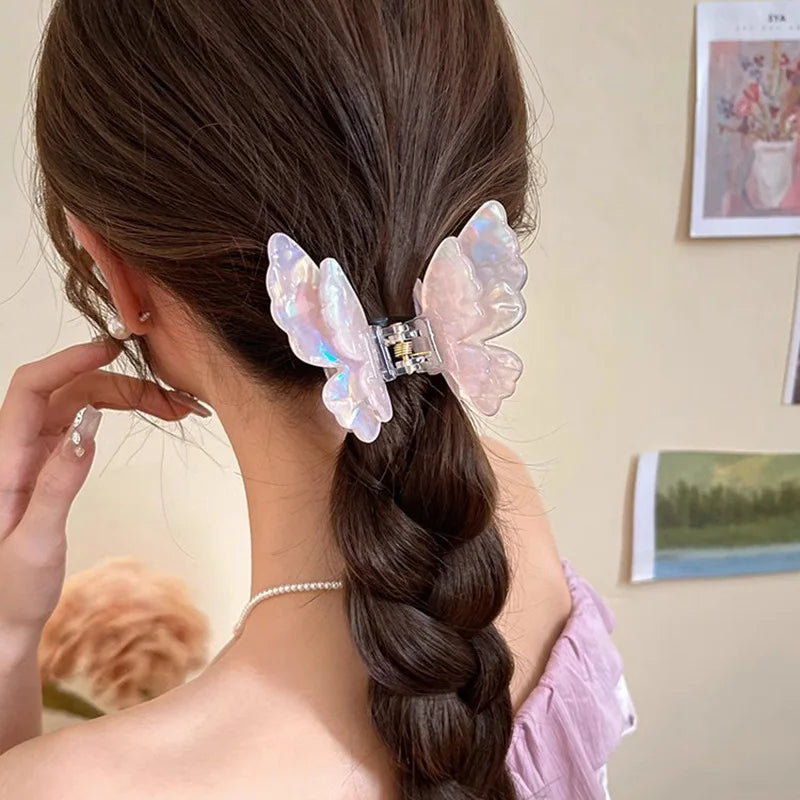 Retro Fairy Butterfly Hair Claw Acetate Crab Hair Clip Sweet Princess Shark Hairpin Women Lady Girl Headwear Hair  Accessories