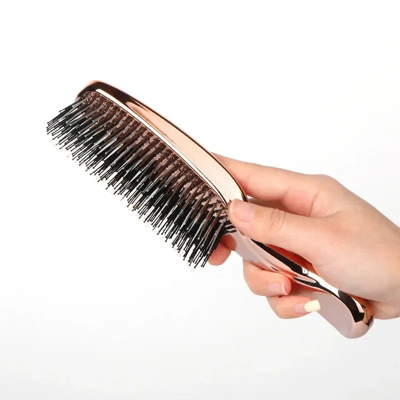Electroplating Scalp Massage Comb Hair Detangling Brush Dry Wet Dual Use Wide Tooth Hairdressing Comb for Salon Home Travel
