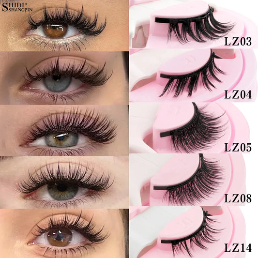 Reusable Magnetic Eyelashes 1 Pair Natural Curly Fluffy Magnetic False Eyelashes No Glue Needed Lashes Makeup with Tweezer Set