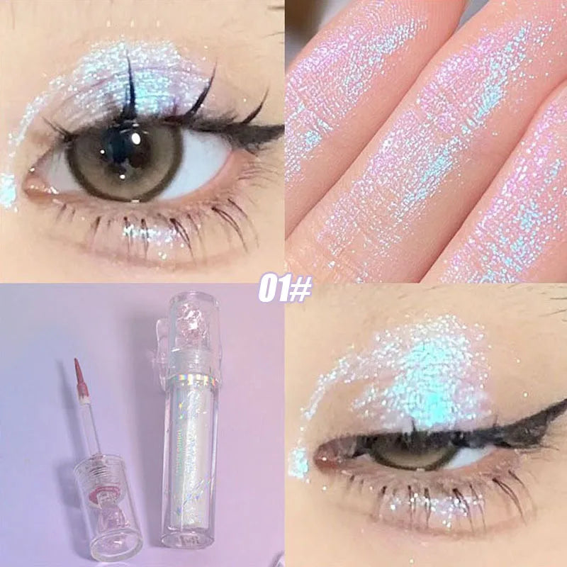 Pearlescent Chameleon Liquid Eyeshadow Diamond Shimmer Fine Sparkling Sequins Eye Shadow Lying Silkworm Highlighter Quick Drying