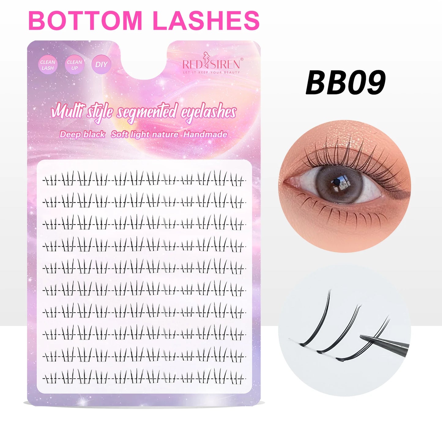 REDSIREN 10Rows Under Eyelash Large Capacity Cluster Lashes Korean Makeup Natural Look Bottom Lashes