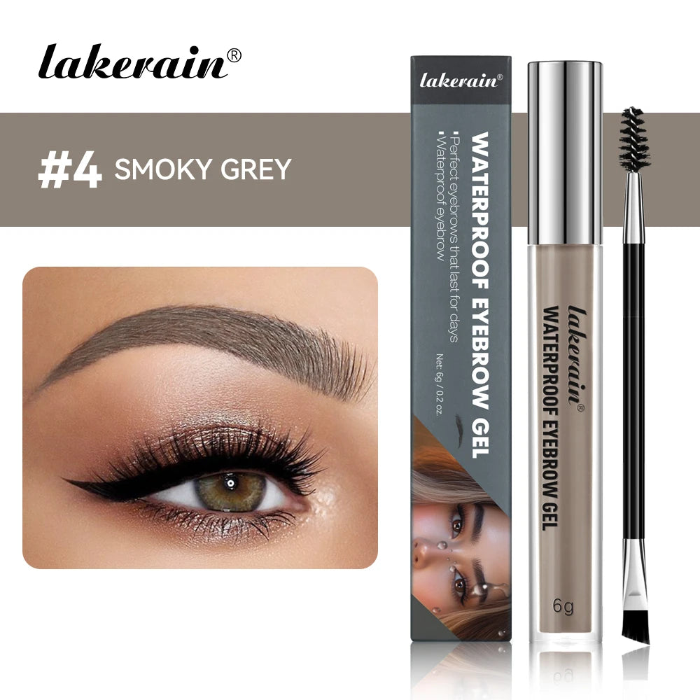 Lakerain Waterproof Eyebrow Gel Smudge-Proof Quick Dry Long-Lasting Hold Makeup High Pigmentation Silky Gel Texture Eyebrow Gel