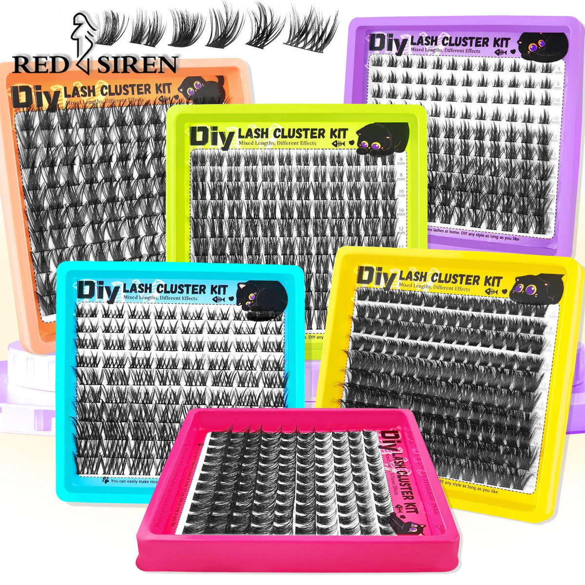 RED SIREN Segmented Individual Cluster Lashes Faux Mink Fluffy Wispy Manga Lash Bundles Self Graft False Eyelash Daily Makeup