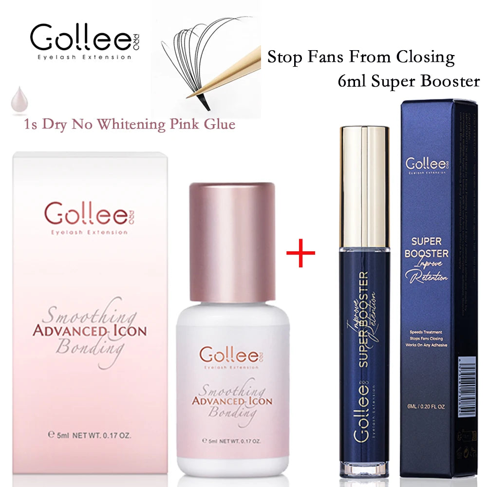 Gollee 1s Fast Dry Glue Lash Bonding Jelly Pink Eyelash Extension Glue Eyelash Adhesive Booster Cuticle Opening Accelerator tool