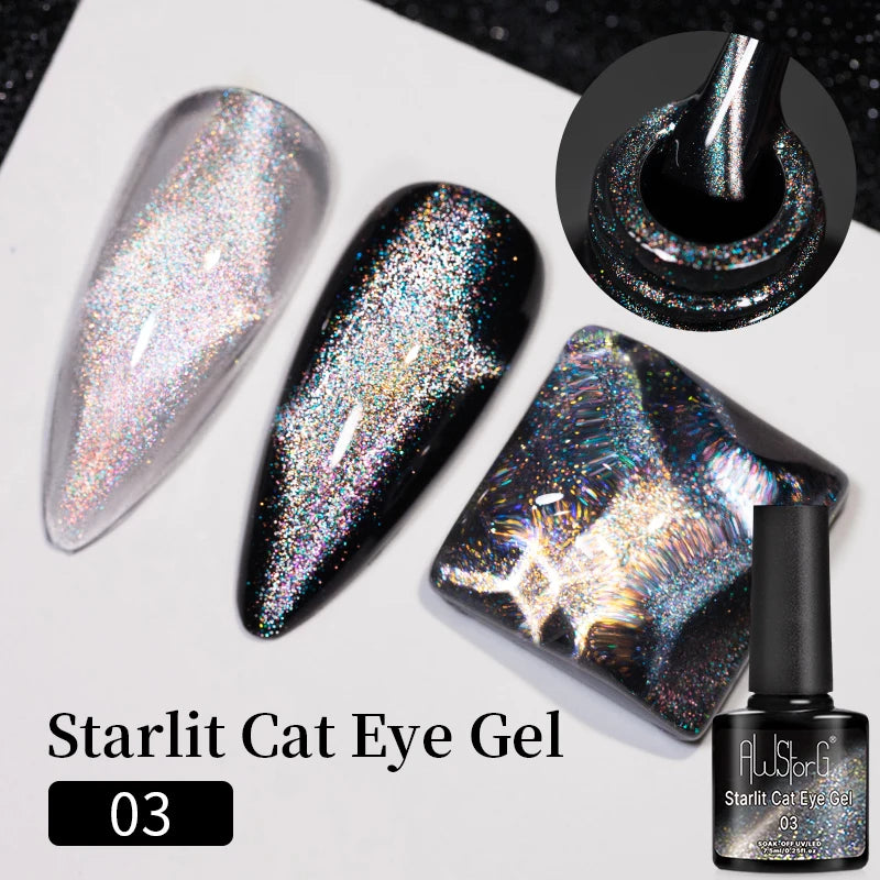 AWStorG 7.5ml Starlit Cat Magnetic Gel Nail Polish Must need Black Gel-Polaris Light Soak Off UV Gel Varnis Semi Permanent DIY
