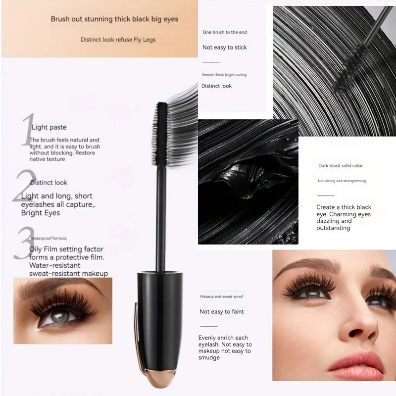 1 PC Waterproof 3D Mascara Thick Long Smudge-proof Plump Encrypted Long-lasting Curling Large Eye Makeup with 360° Spiral Brush