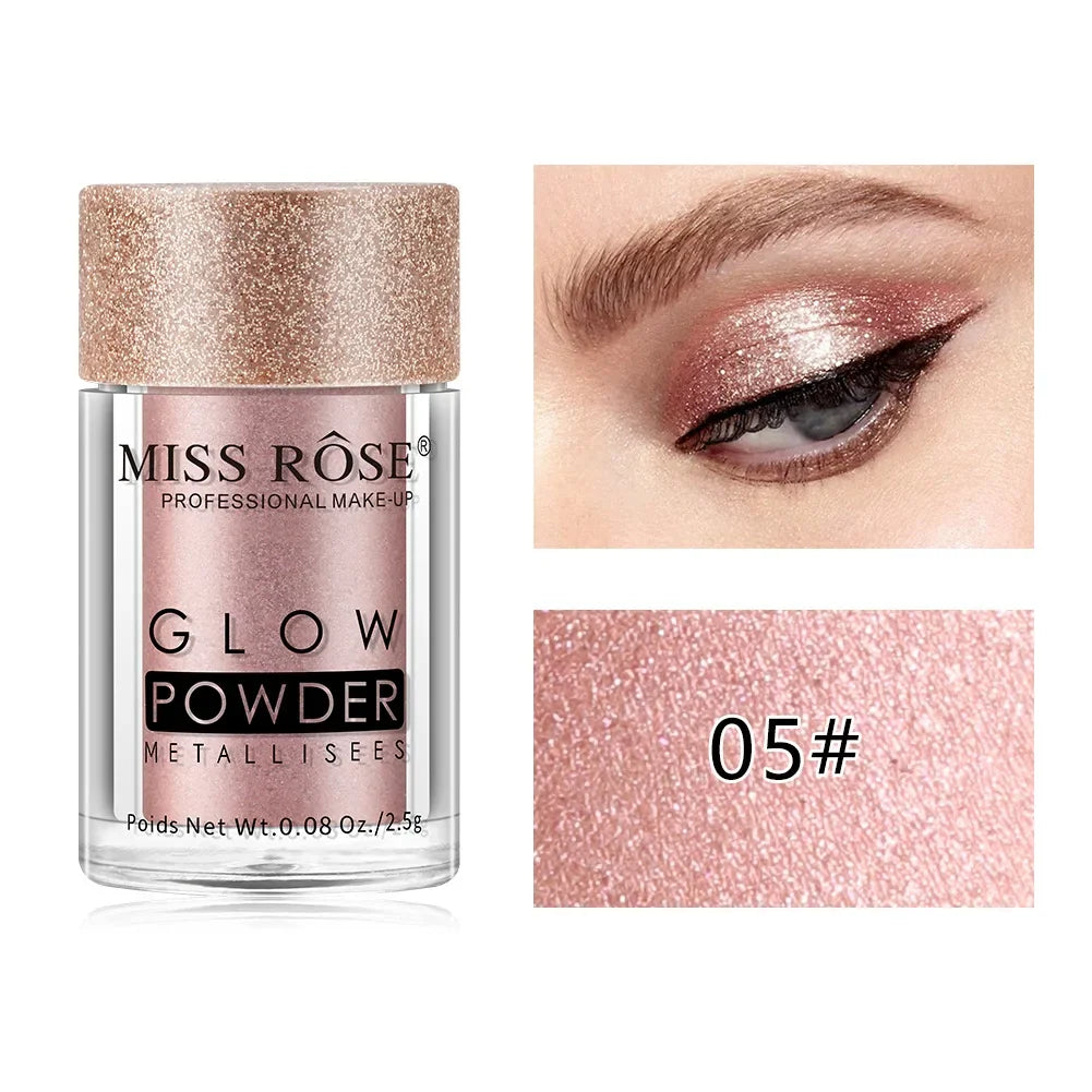 MISS ROSE Single Colour Pearl Diamond Glitter Eyeshadow Make-up High Lighter Shiny Shimmer Brighten Eye Shadow Powder Cosmetics